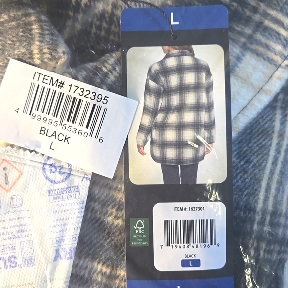 Banana Republic Womens Plaid Flannel Shirt Jacket Black Large NWT - Picture 6 of 6